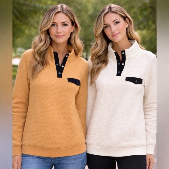 Amazon Jackets & Blazers - Two quilted grid like snap mock collar jackets in white and yellow orange